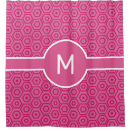 Rosa Hexagone mit geometrischer Mittelachse Duschvorhang