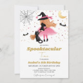 Rosa Hexe Halloween Einladung (Vorderseite)