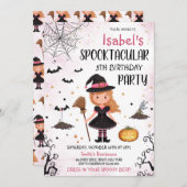 Rosa Hexe Halloween Geburtstag Einladung (Vorne/Hinten)