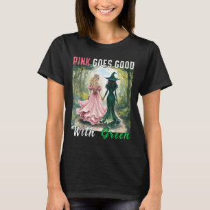 Rosa Hexe passt gut zu grüner Halloween-Hexe T-Shirt