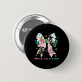 Rosa Hexe wird gut mit grüner Halloween-Hexe Button (Vorne & Hinten)