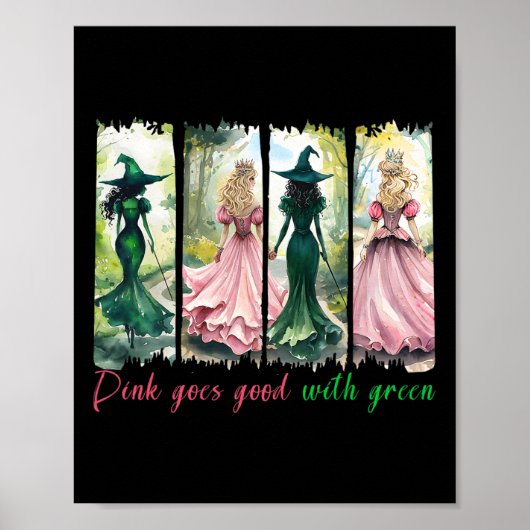 Rosa Hexe wird gut mit grüner Halloween-Hexe Poster (Vorne)