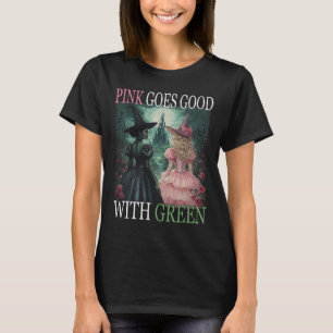 Rosa Hexe wird gut mit grüner Halloween-Hexe T-Shirt