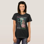 Rosa Hexe wird gut mit grüner Halloween-Hexe T-Shirt (Vorne ganz)