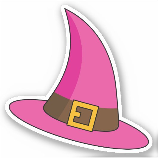 Rosa Hexenhut Aufkleber (Vorderseite)