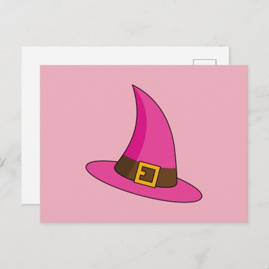 Rosa Hexenhut Feiertagspostkarte (Vorne/Hinten)