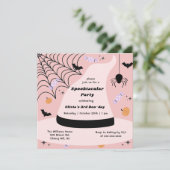 Rosa Hexenhut Halloween jedes Jahr zum Geburtstag Einladung (Stehend Vorderseite)