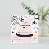 Rosa Hexenhut Halloween jedes Jahr zum Geburtstag Einladung (Stehend Vorderseite)