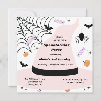 Rosa Hexenhut Halloween jedes Jahr zum Geburtstag Einladung