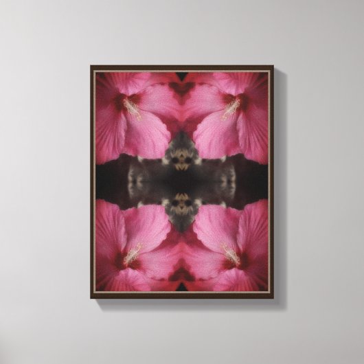 Rosa Hibisken Blume Teilfarbige Abstrakt Leinwanddruck (Vorderseite)