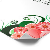 Rosa Hibiskus 14 Hochzeitstabellen Sitzkarten Poster (Ecke)