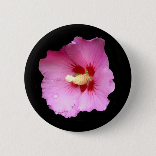 Rosa Hibiskus Abzeichen Button (Vorderseite)