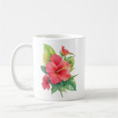 Rosa Hibiskus Aquarellfarben Blume Kaffeetasse (Links)