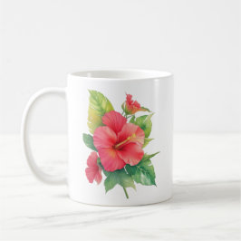 Rosa Hibiskus Aquarellfarben Blume Kaffeetasse