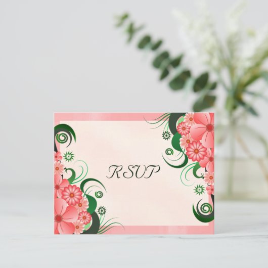 Rosa Hibiskus Bläserner Eleganter UAWG Antworten P Einladungspostkarte (Stehend Vorderseite)