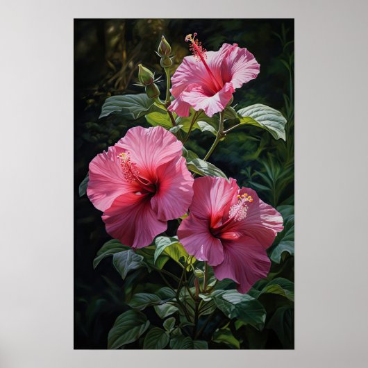 Rosa Hibiskus Blume Art Print Poster (Vorne)