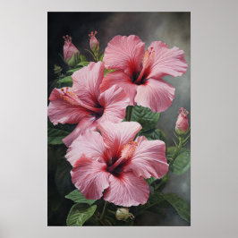 Rosa Hibiskus Blume Art Print Poster