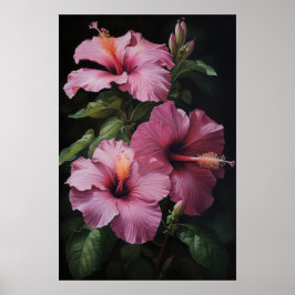 Rosa Hibiskus Blume Art Print Poster