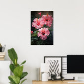 Rosa Hibiskus Blume Art Print Poster (Heimbüro)