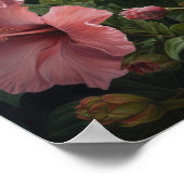 Rosa Hibiskus Blume Art Print Poster (Ecke)