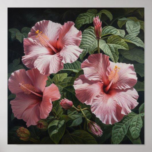 Rosa Hibiskus Blume Art Print Poster (Vorne)