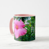Rosa Hibiskus Blume auf Baum, Tasse (Vorderseite Links)