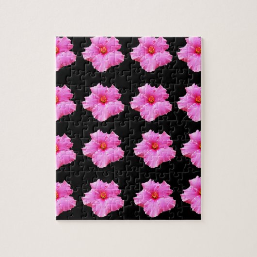 Rosa Hibiskus Blume auf schwarz,_ Puzzle (Vertikal)
