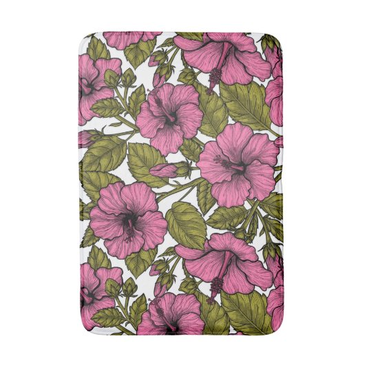 Rosa Hibiskus Blume Badematte (Vorderseite Vertikal)