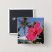 Rosa Hibiskus-Blume Button (Vorne & Hinten)