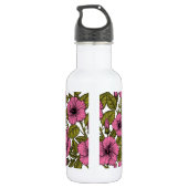 Rosa Hibiskus Blume Edelstahlflasche (Rückseite)