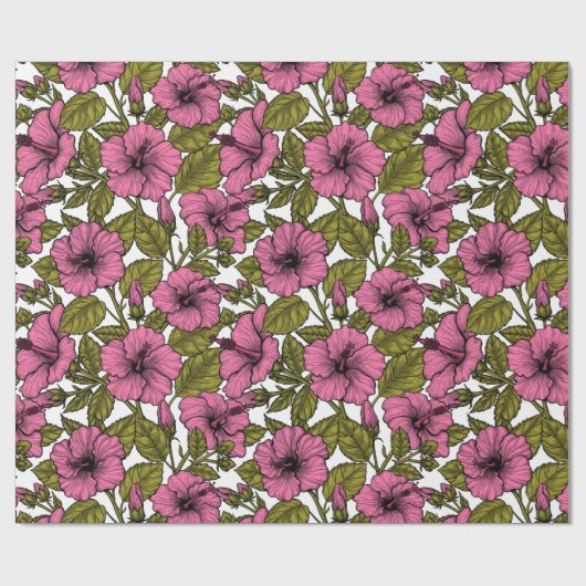 Rosa Hibiskus Blume Geschenkpapier (Flach)