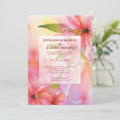 Rosa Hibiskus Blume Hochzeit Ankündigung (Stehend Vorderseite)