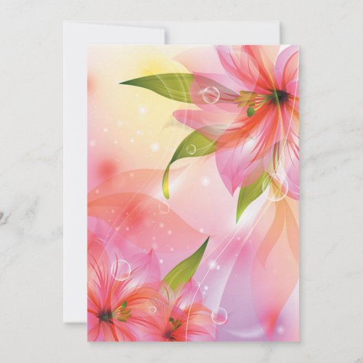 Rosa Hibiskus Blume Hochzeitsblumenherz Ankündigung (Rückseite)