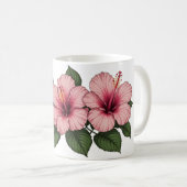 Rosa Hibiskus Blume Kaffeetasse (VorderseiteRechts)