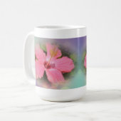 Rosa Hibiskus Blume Kaffeetasse (Vorderseite Links)