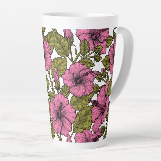 Rosa Hibiskus Blume Milchtasse (Rechte Ecke)