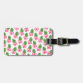 Rosa Hibiskus Blume mit Monstera Individuelle Name Gepäckanhänger (Vorderseite horizontal)