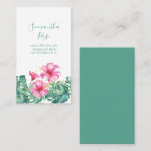 Rosa Hibiskus Blume Monstera Palm Blätter Custom Visitenkarte (Vorne/Hinten)