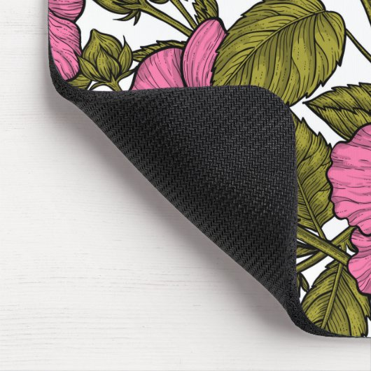 Rosa Hibiskus Blume Mousepad (Ecke)