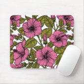 Rosa Hibiskus Blume Mousepad (Mit Mouse)