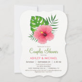 Rosa Hibiskus Blume Paare Dusche Einladung (Vorderseite)