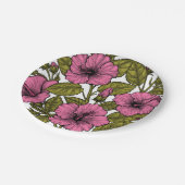 Rosa Hibiskus Blume Pappteller (Schrägansicht)