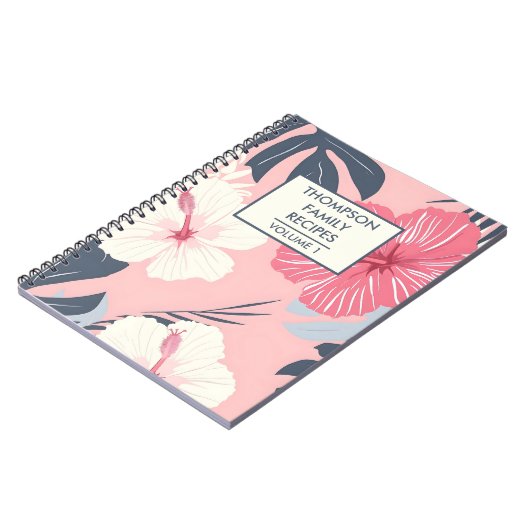 Rosa Hibiskus Blume Personalisiert Rezept Notizblock (Linke Seite)