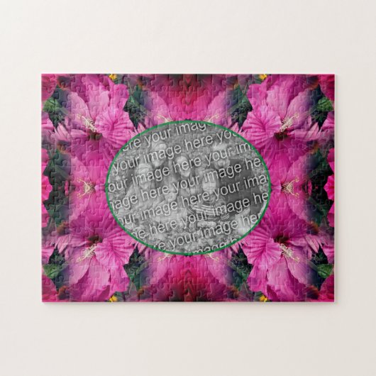 Rosa Hibiskus Blume Rahmen erstellen Sie Ihr eigen Puzzle (Horizontal)