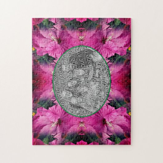 Rosa Hibiskus Blume Rahmen erstellen Sie Ihr eigen Puzzle (Vertikal)