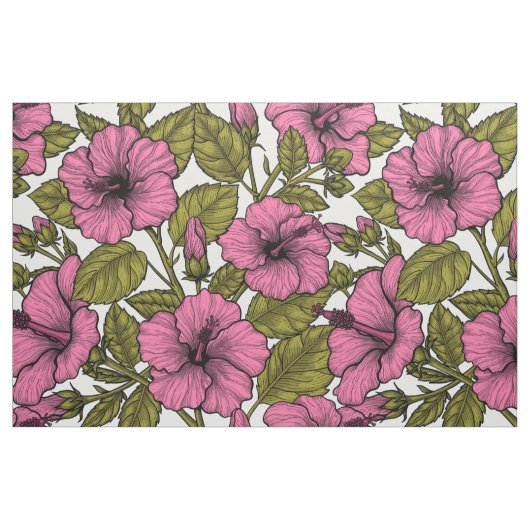 Rosa Hibiskus Blume Stoff (Fat Quarter (45,7 x 55,9 cm))