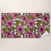 Rosa Hibiskus Blume Strandtuch (Vorderseite)