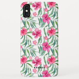 Rosa Hibiskus Blume tropische Aquarellmuster Case-Mate iPhone Hülle