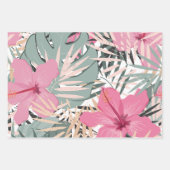 Rosa Hibiskus Blume und große tropische Blätter (Vorderseite 3)