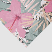 Rosa Hibiskus Blume und große tropische Blätter Seidenpapier (Ausschnitt)